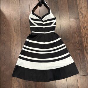 White House Black Market Black and White Halter Sundress